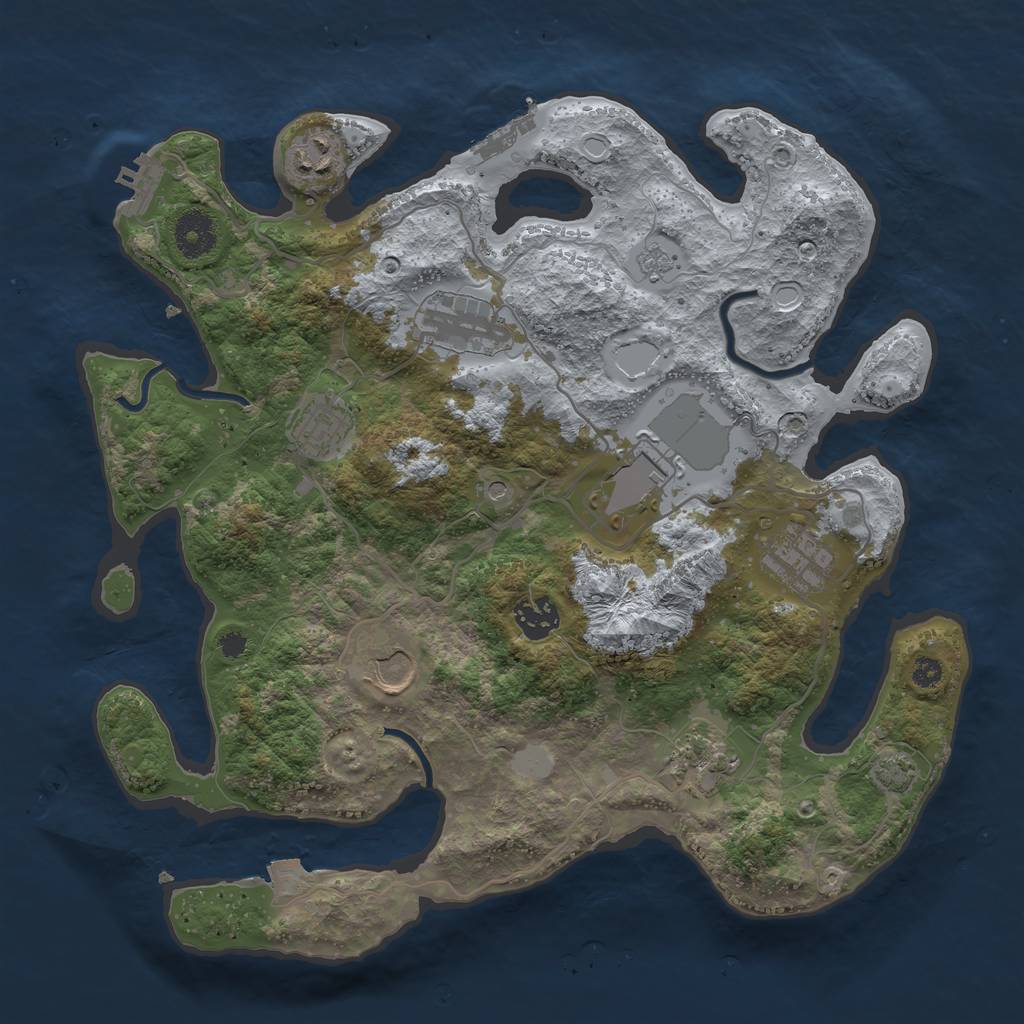 Rust Map: Procedural Map, Size: 3500, Seed: 281097744, 16 Monuments