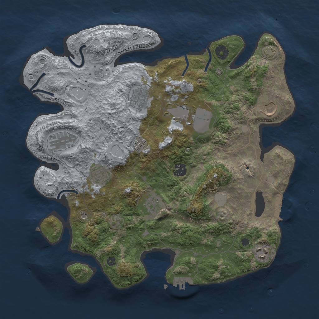 Rust Map: Procedural Map, Size: 3500, Seed: 983221182, 17 Monuments