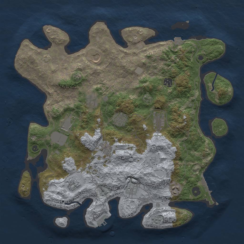 Rust Map: Procedural Map, Size: 4000, Seed: 965823, 19 Monuments