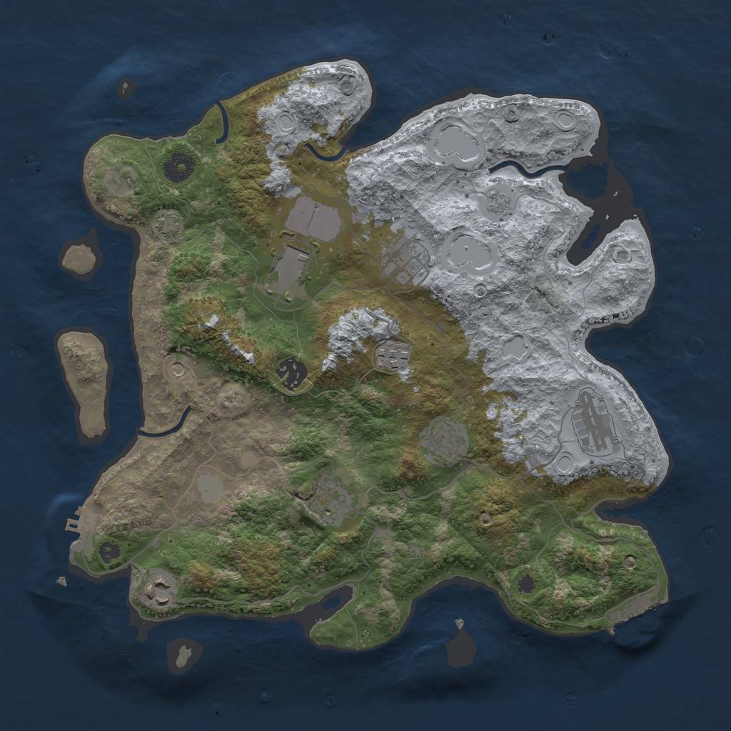 Rust Map: Procedural Map, Size: 3600, Seed: 95235522, 16 Monuments