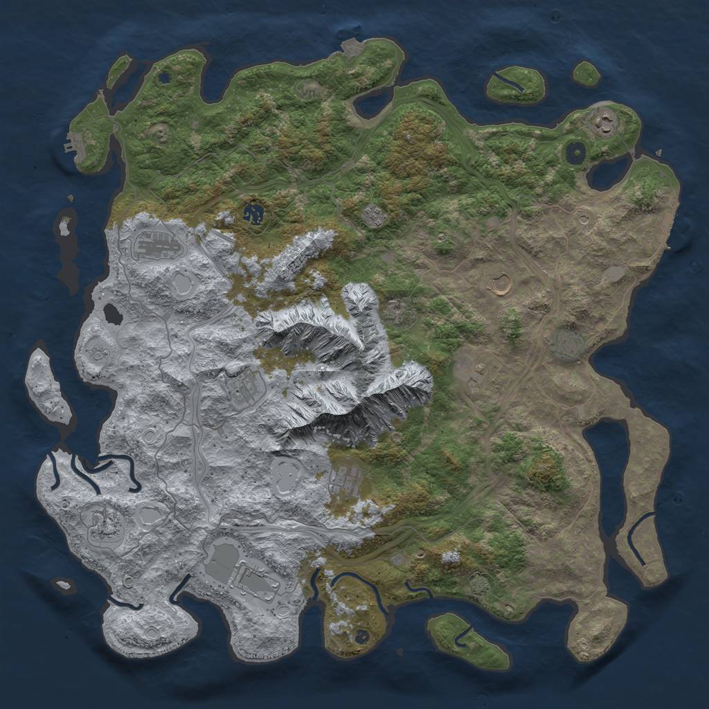 Rust Map: Procedural Map, Size: 5000, Seed: 1864712307, 19 Monuments