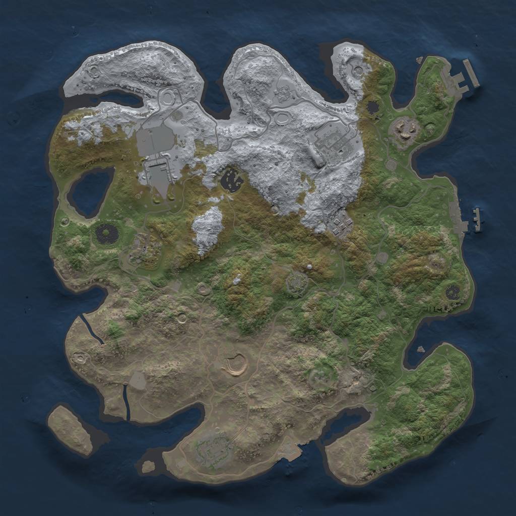 Rust Map: Procedural Map, Size: 3500, Seed: 86874354, 16 Monuments