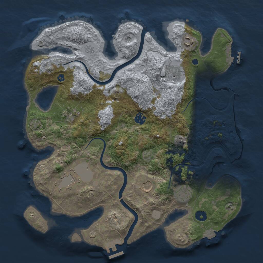 Rust Map: Procedural Map, Size: 3500, Seed: 86874354, 14 Monuments