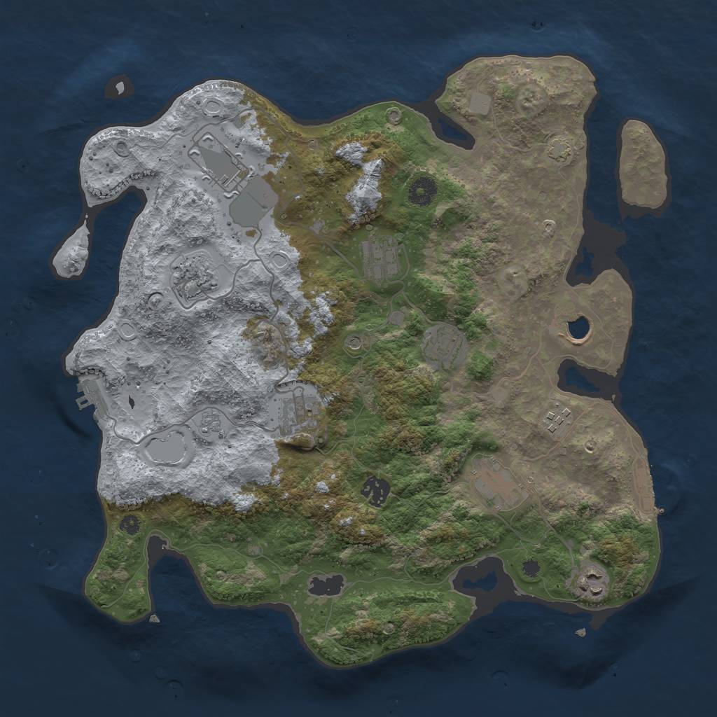 Rust Map: Procedural Map, Size: 3750, Seed: 12311862, 18 Monuments