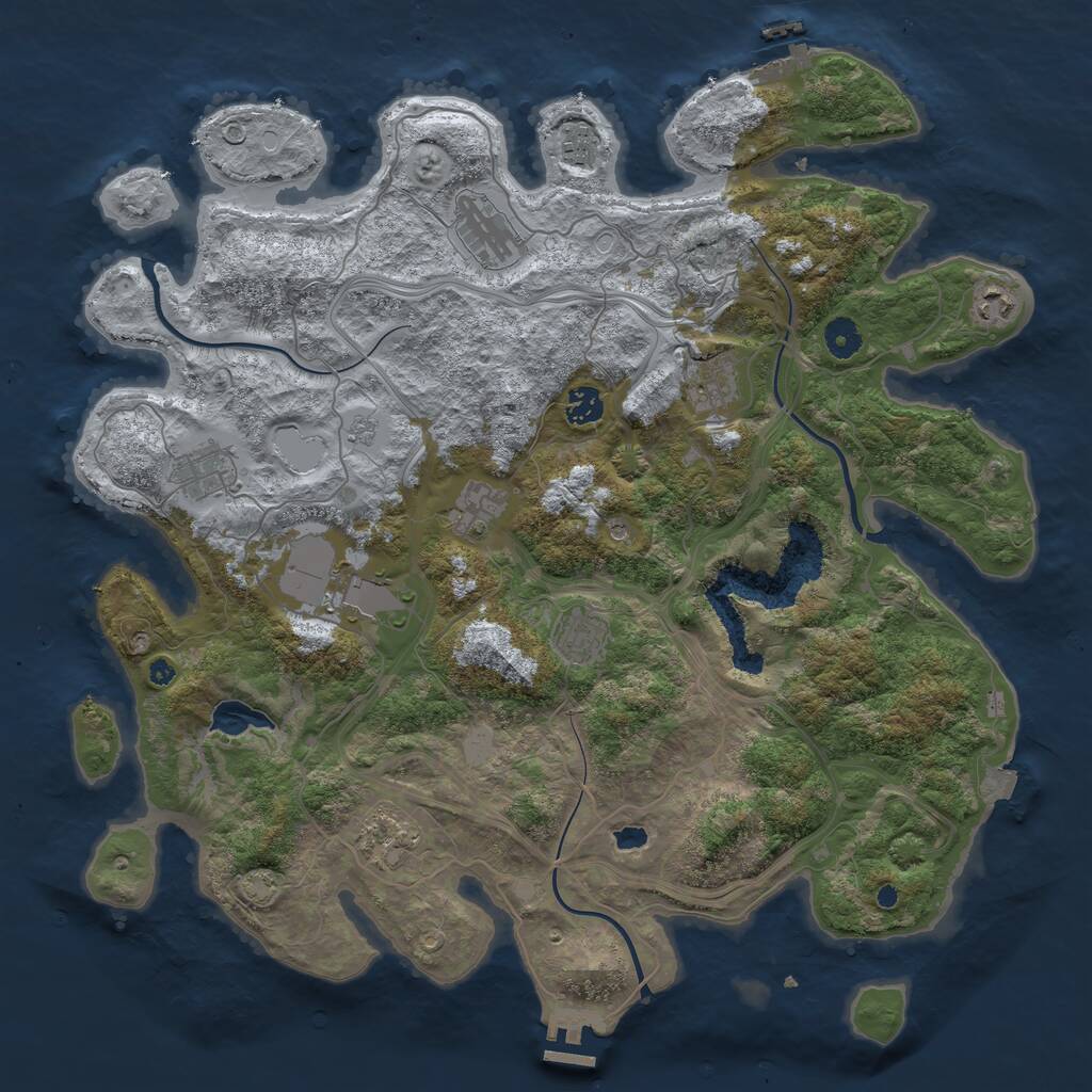 Rust Map: Procedural Map, Size: 4250, Seed: 58592857, 16 Monuments
