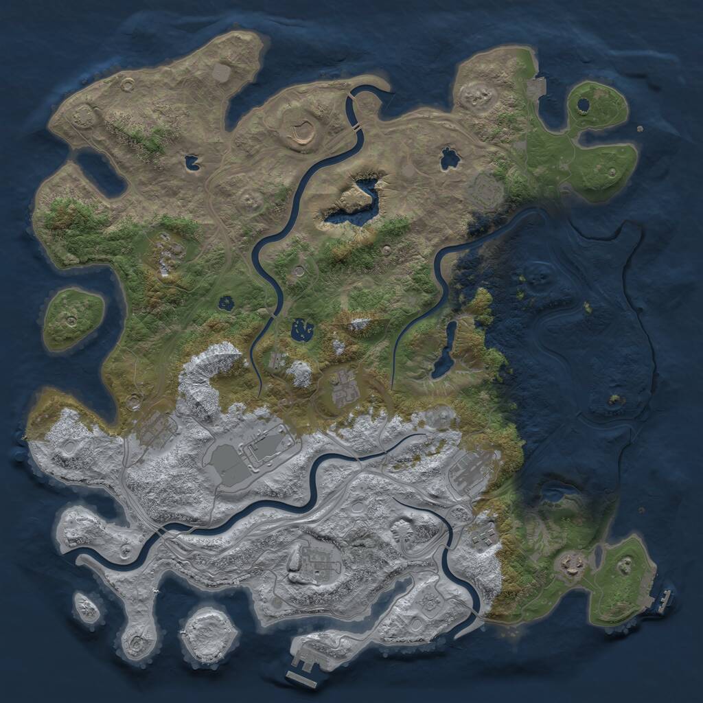 Rust Map: Procedural Map, Size: 4500, Seed: 46704, 17 Monuments