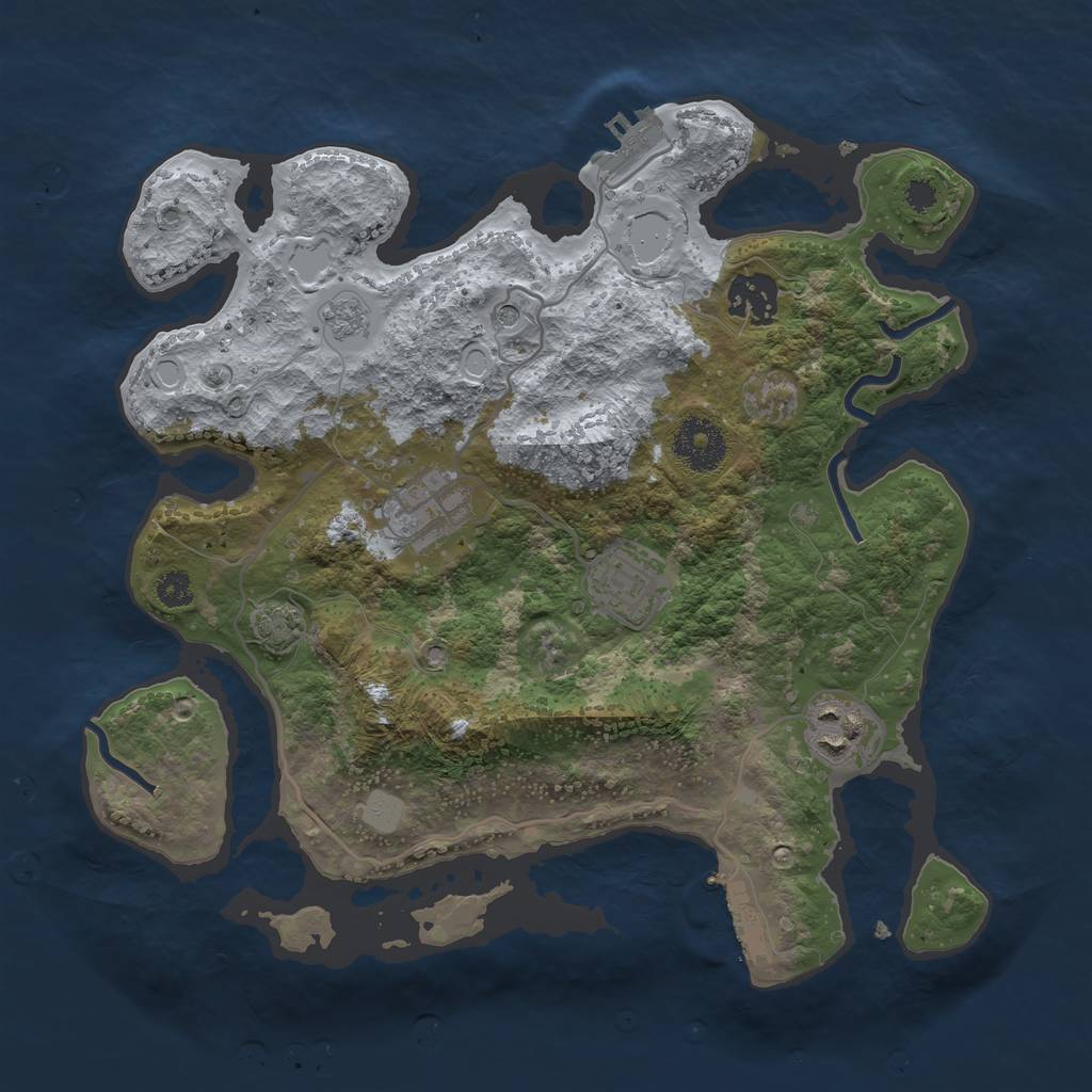 Rust Map: Procedural Map, Size: 3100, Seed: 734982, 12 Monuments