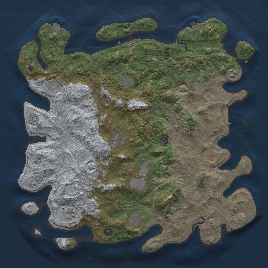 Rust Map: Procedural Map, Size: 4500, Seed: 916960698, 19 Monuments