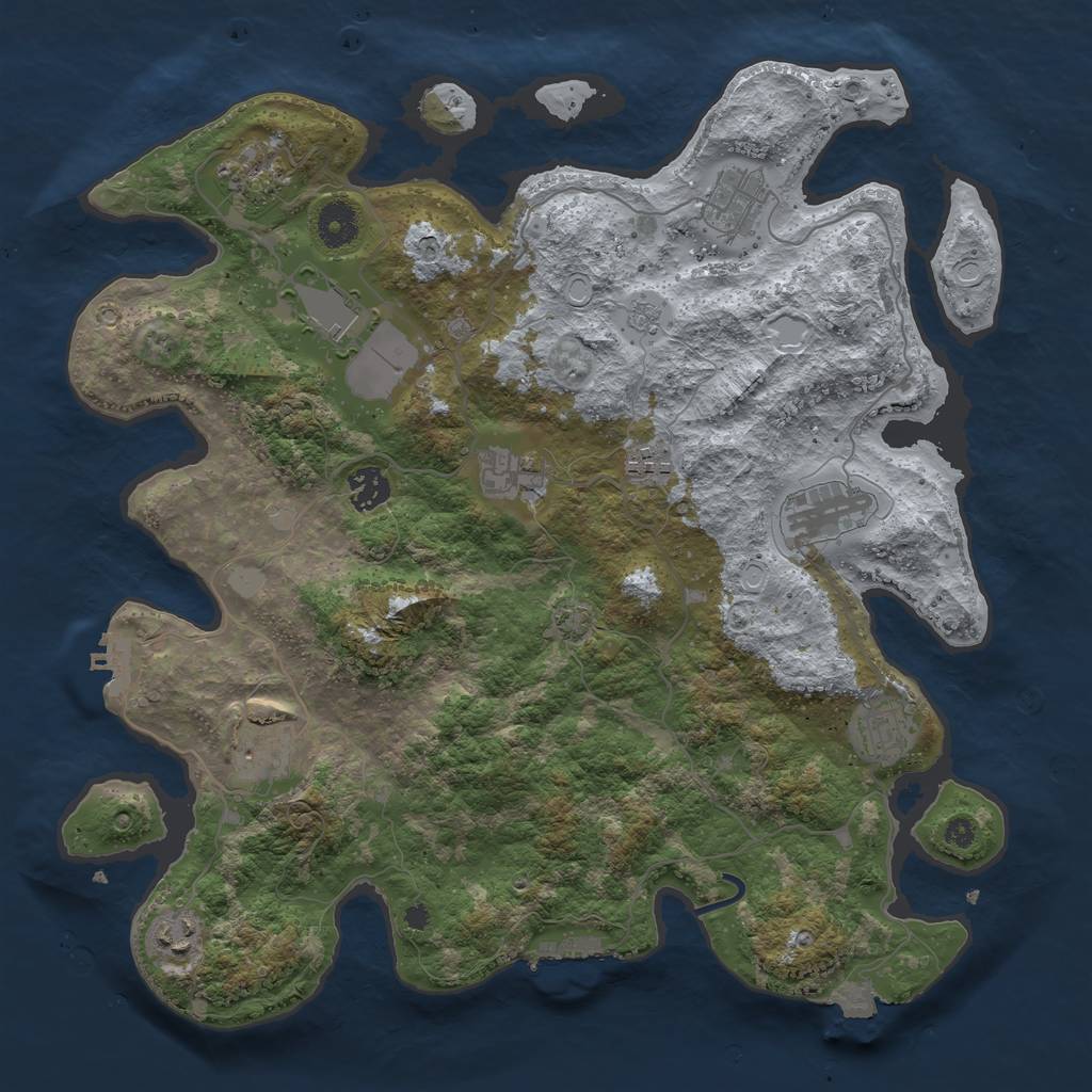 Rust Map: Procedural Map, Size: 3800, Seed: 10181159, 17 Monuments