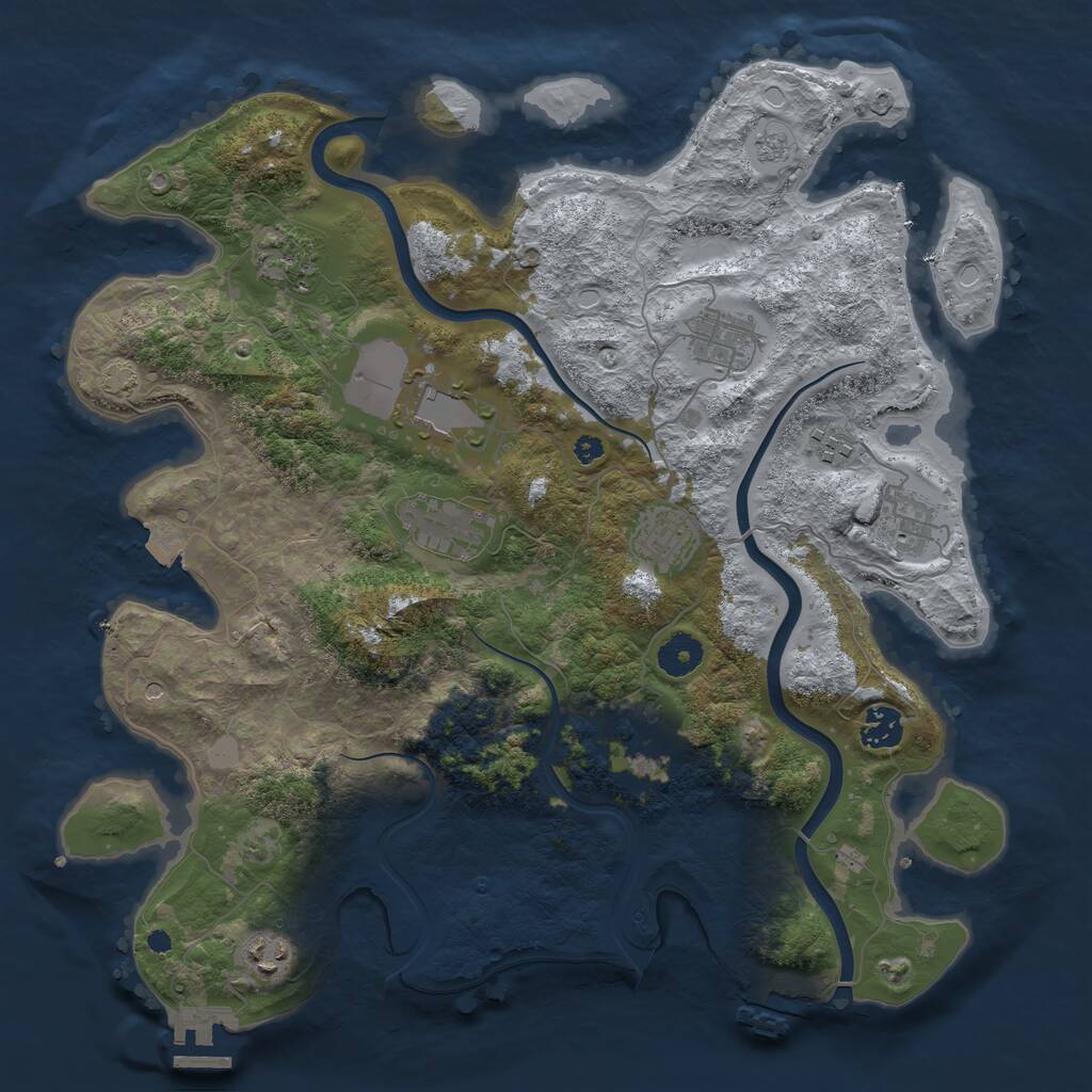 Rust Map: Procedural Map, Size: 3800, Seed: 10181159, 16 Monuments