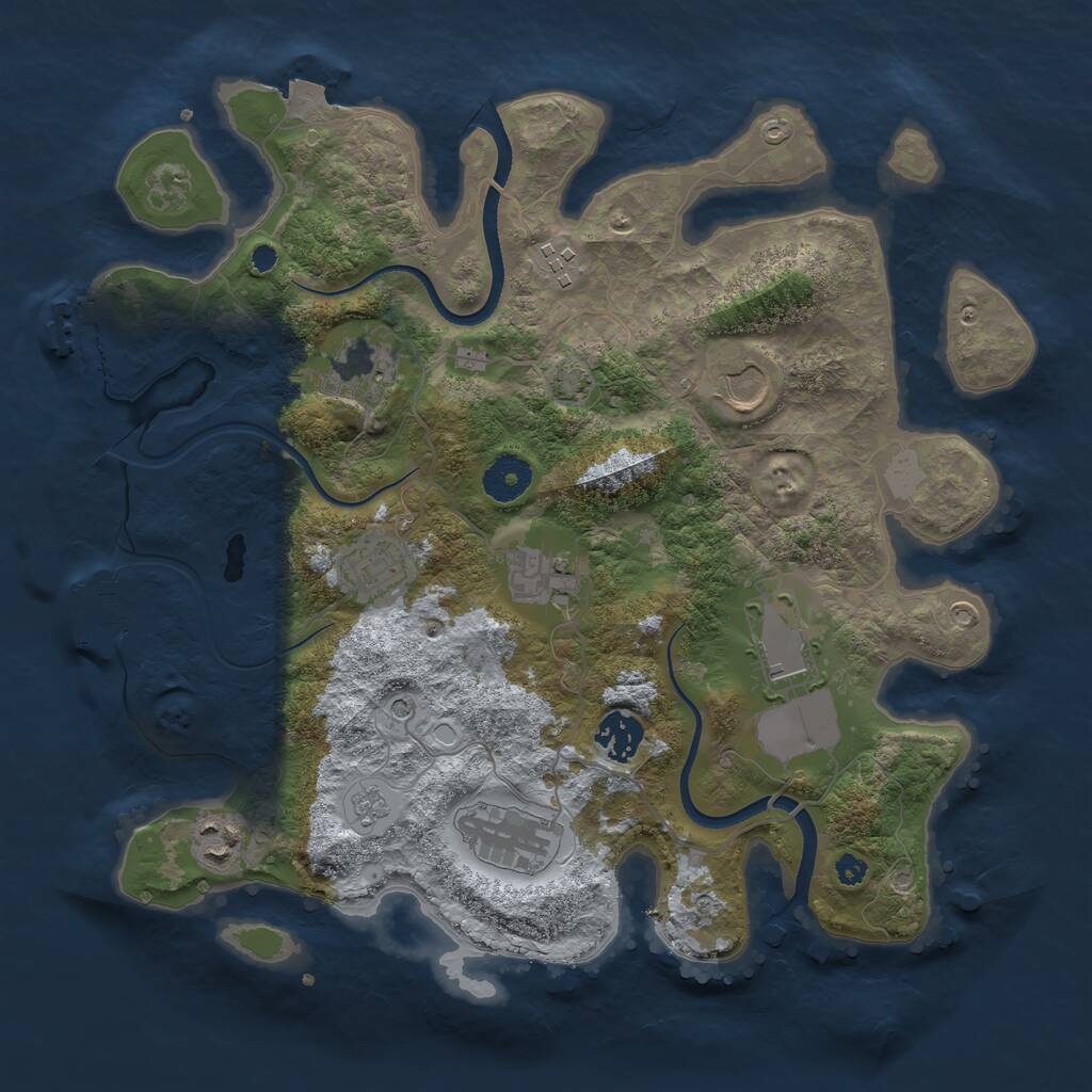 Rust Map: Procedural Map, Size: 3500, Seed: 1136833228, 15 Monuments