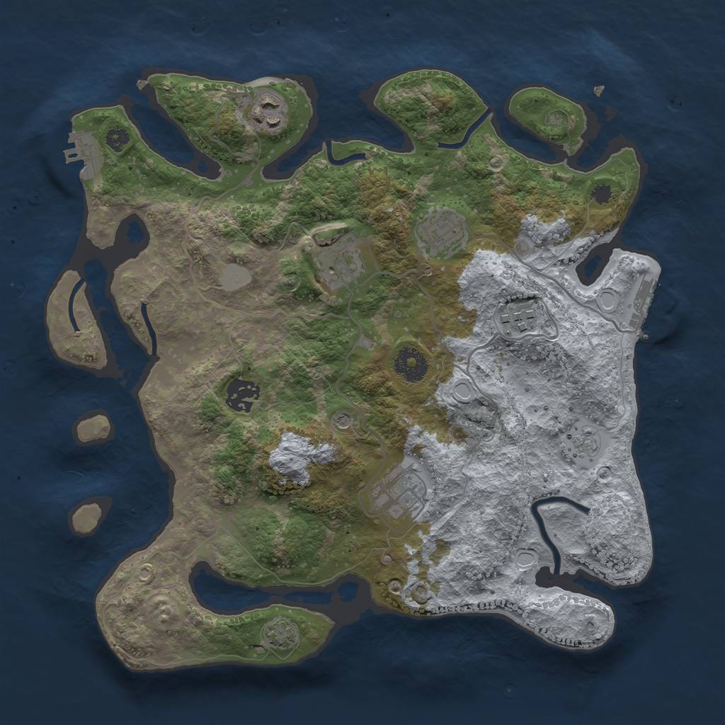 Rust Map: Procedural Map, Size: 3250, Seed: 3500, 14 Monuments