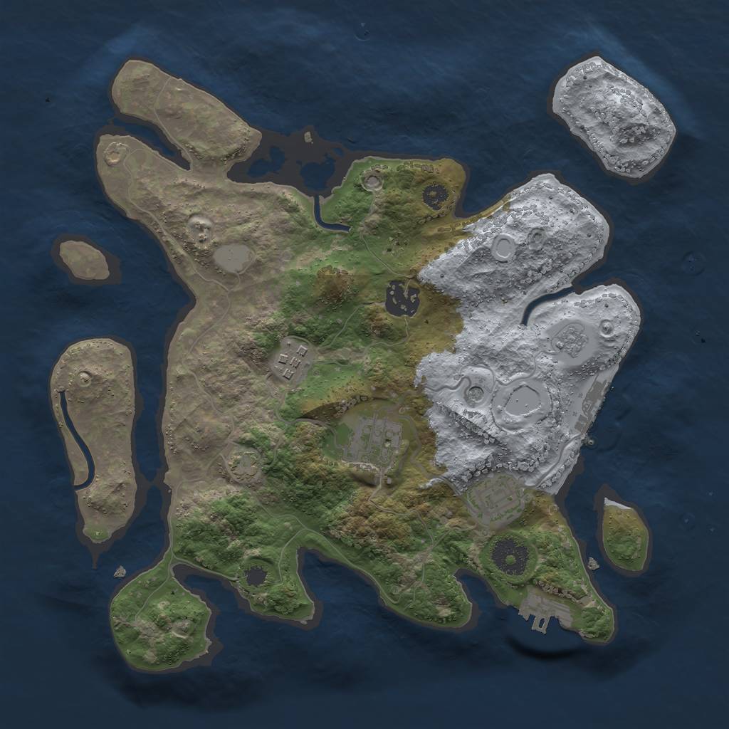 Rust Map: Procedural Map, Size: 3000, Seed: 111137878, 12 Monuments