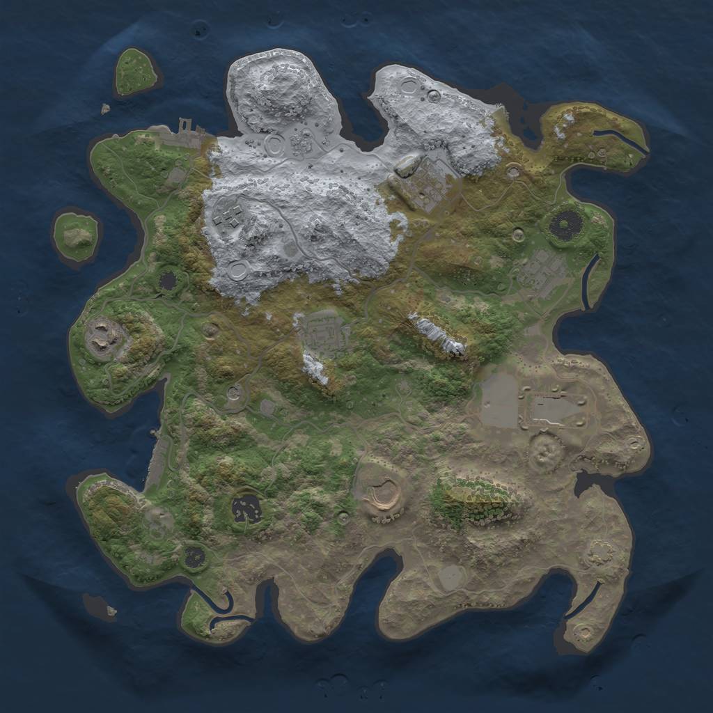 Rust Map: Procedural Map, Size: 3500, Seed: 318233030, 16 Monuments