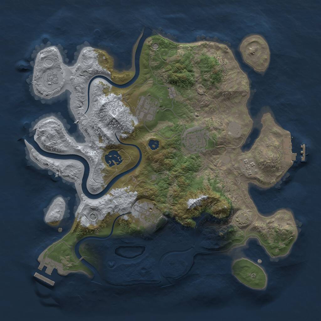 Rust Map: Procedural Map, Size: 3000, Seed: 21439, 11 Monuments