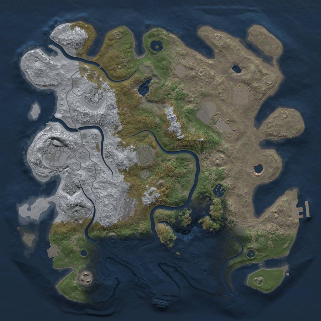 Rust Map: Procedural Map, Size: 4000, Seed: 869211, 16 Monuments