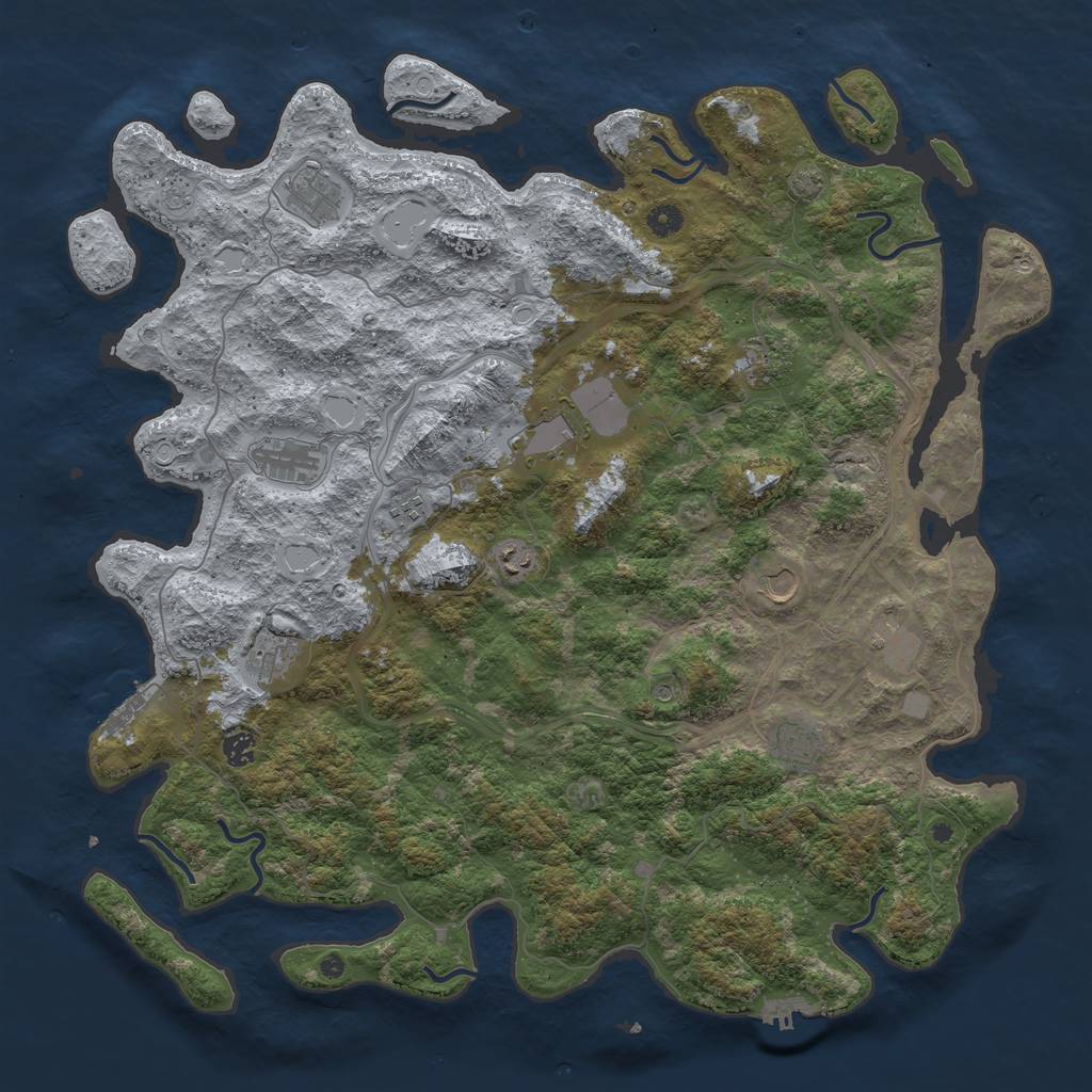 Rust Map: Procedural Map, Size: 4800, Seed: 439386803, 19 Monuments