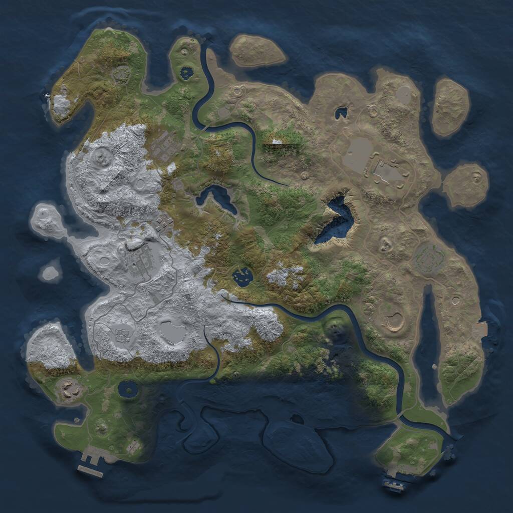 Rust Map: Procedural Map, Size: 4000, Seed: 1909485495, 14 Monuments