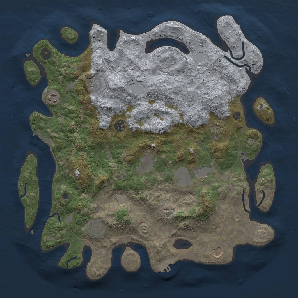 Rust Map: Procedural Map, Size: 4000, Seed: 693482, 17 Monuments