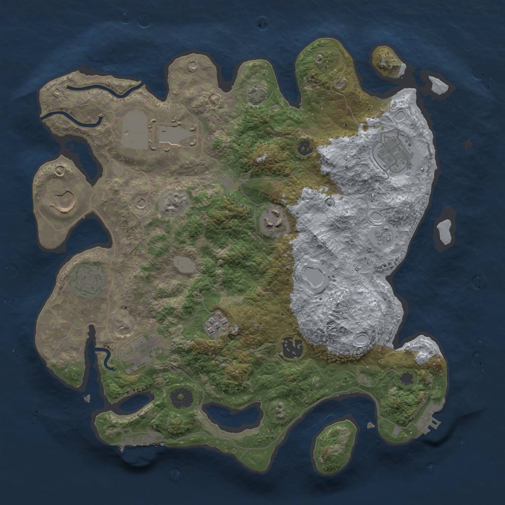 Rust Map: Procedural Map, Size: 3500, Seed: 79460695, 16 Monuments