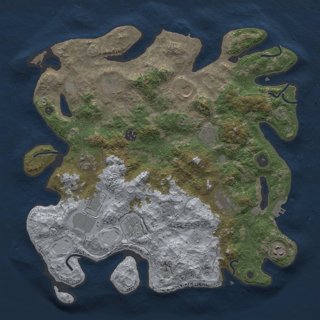 Rust Map: Procedural Map, Size: 3950, Seed: 29907689, 18 Monuments