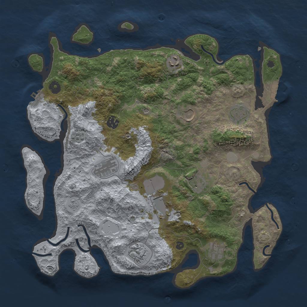 Rust Map: Procedural Map, Size: 3800, Seed: 91327481, 18 Monuments