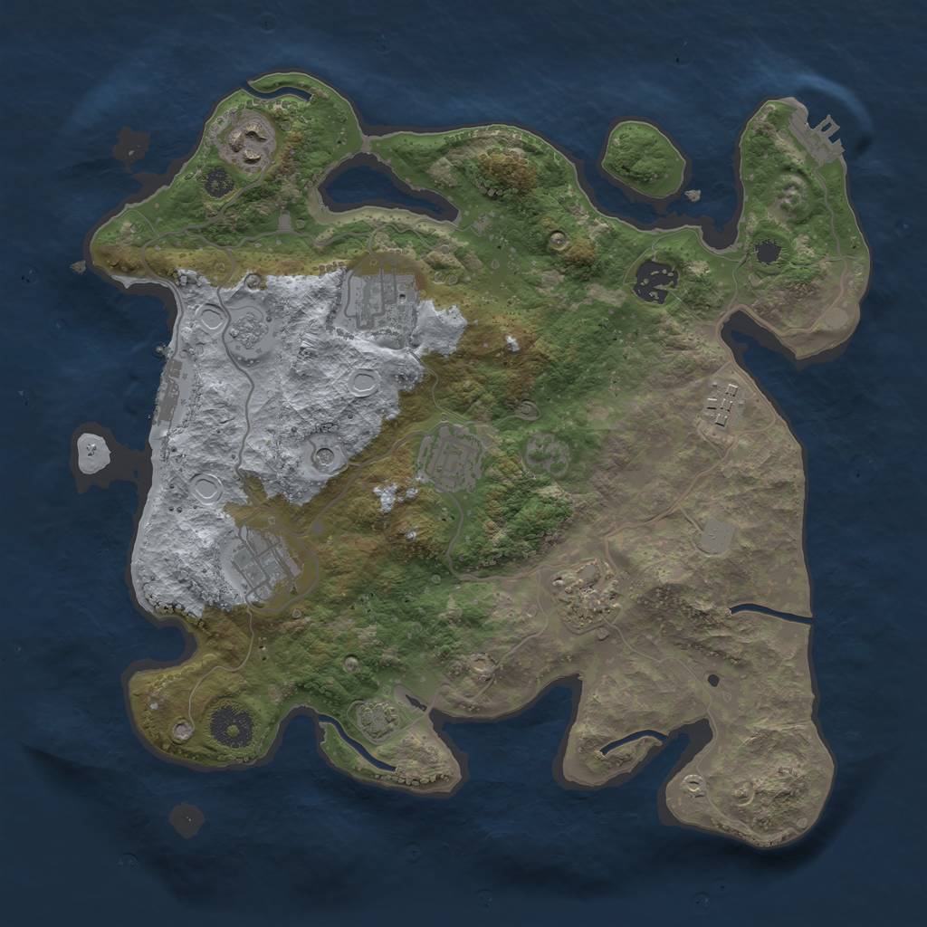 Rust Map: Procedural Map, Size: 3250, Seed: 90381387, 15 Monuments