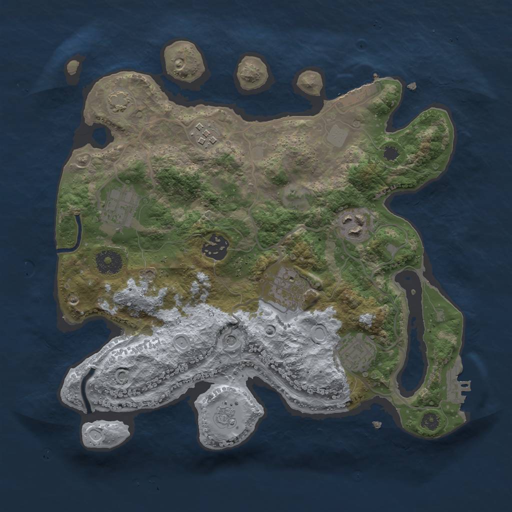 Rust Map: Procedural Map, Size: 3000, Seed: 915137781, 14 Monuments