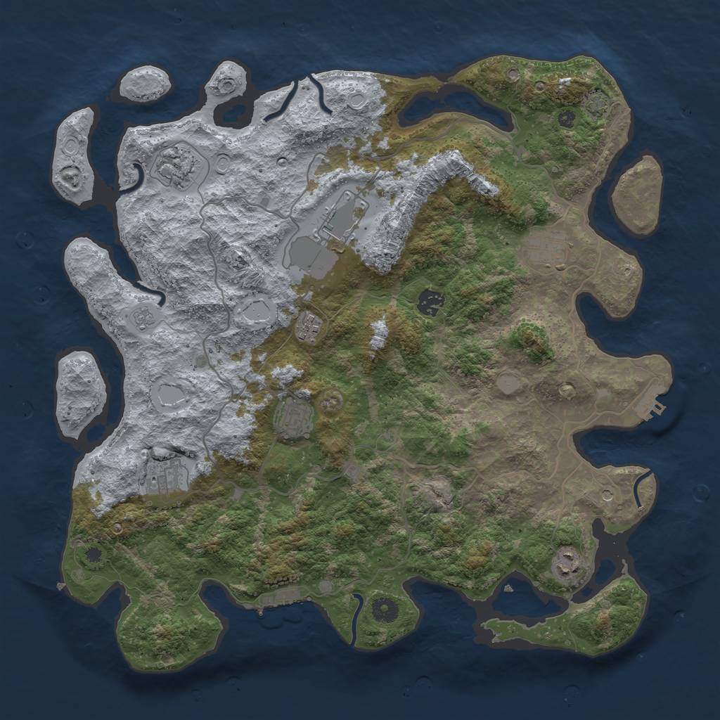 Rust Map: Procedural Map, Size: 4100, Seed: 11521859, 16 Monuments