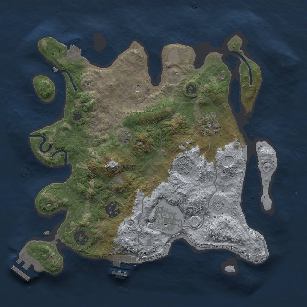 Rust Map: Procedural Map, Size: 3000, Seed: 342784923, 10 Monuments
