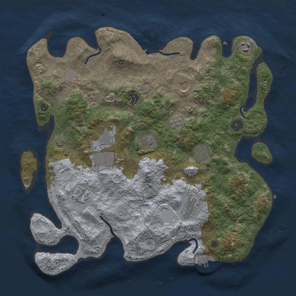 Rust Map: Procedural Map, Size: 3850, Seed: 71058987, 17 Monuments