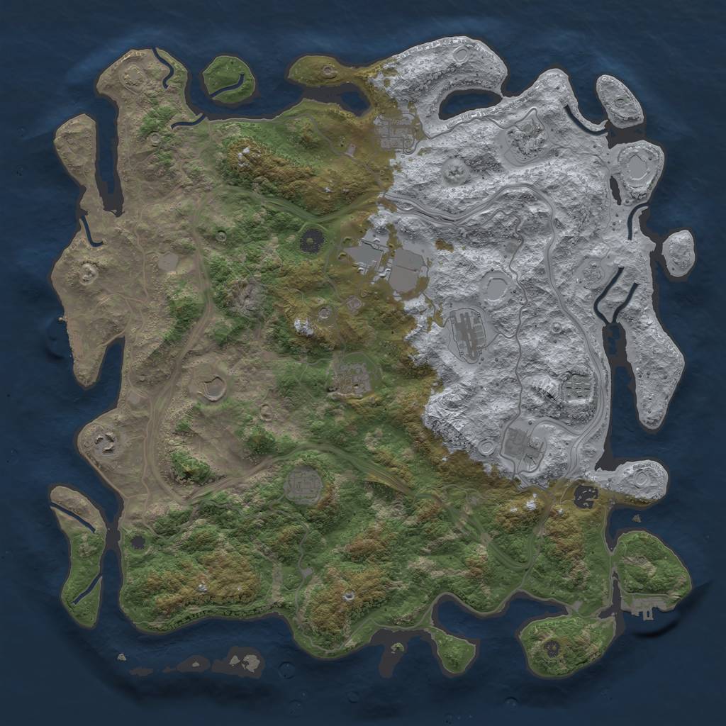 Rust Map: Procedural Map, Size: 4500, Seed: 48850747, 19 Monuments