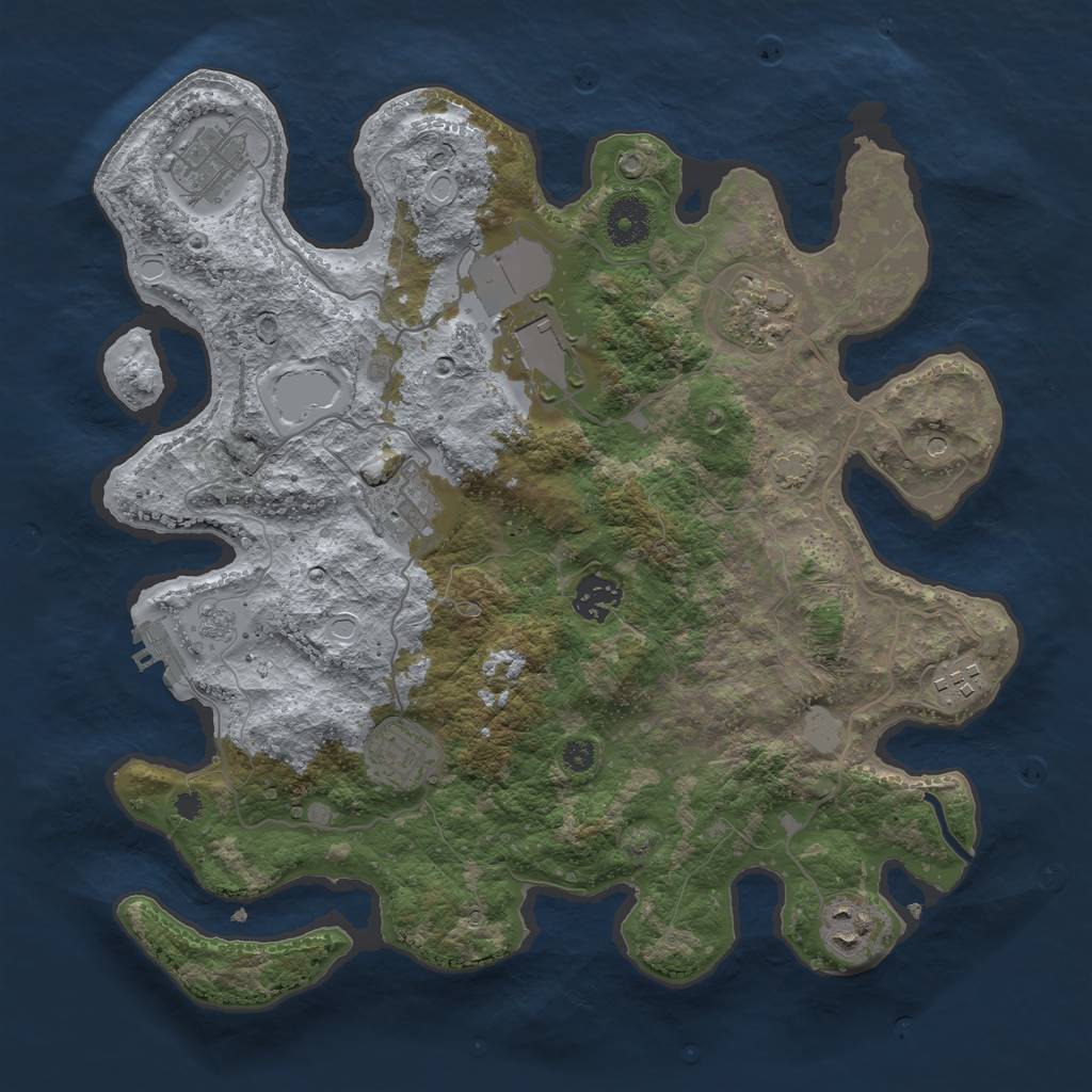 Rust Map: Procedural Map, Size: 3500, Seed: 80421110, 15 Monuments