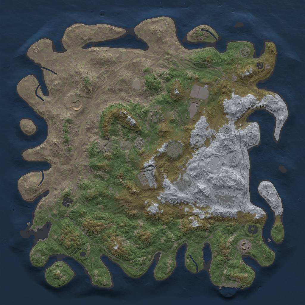 Rust Map: Procedural Map, Size: 4500, Seed: 811350431, 17 Monuments