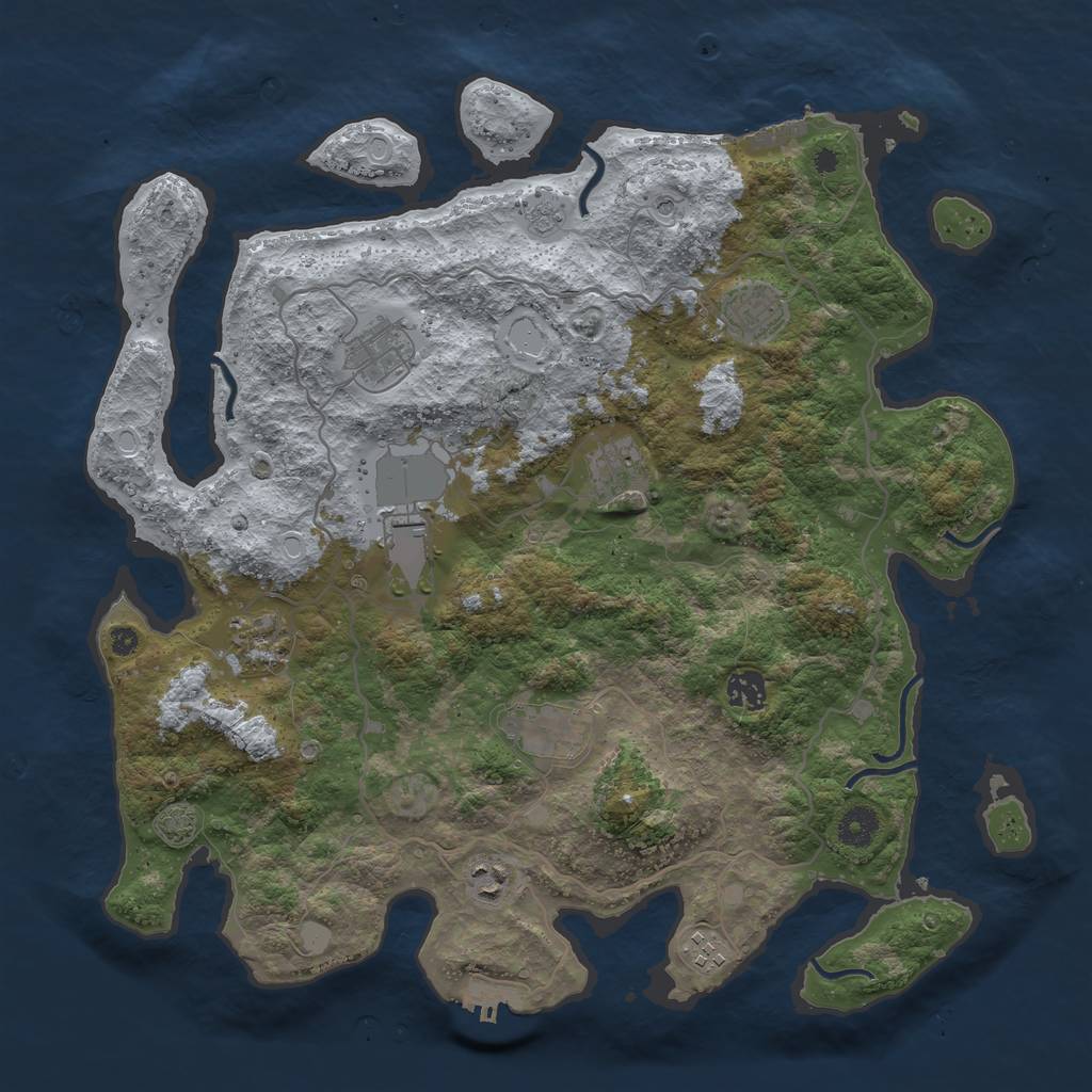 Rust Map: Procedural Map, Size: 4000, Seed: 78543, 17 Monuments