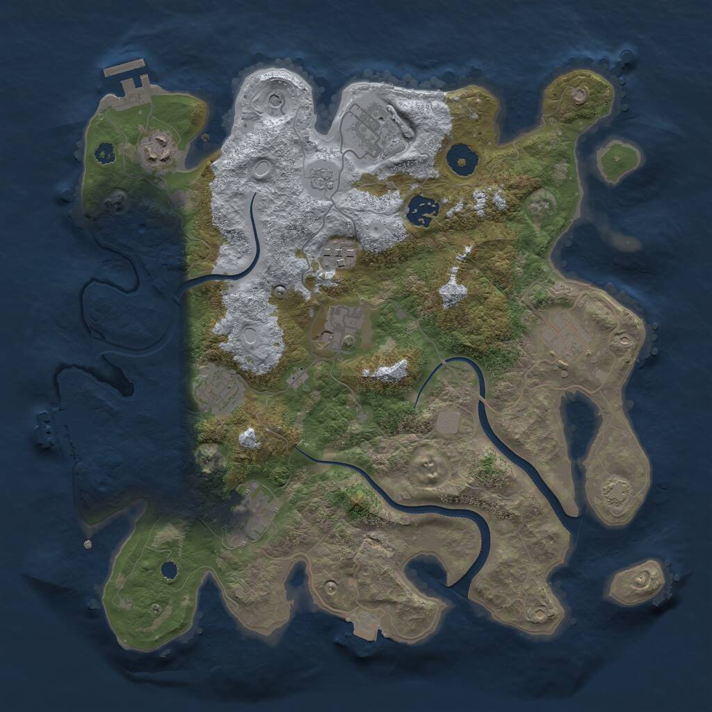 Rust Map: Procedural Map, Size: 3450, Seed: 70182103, 14 Monuments