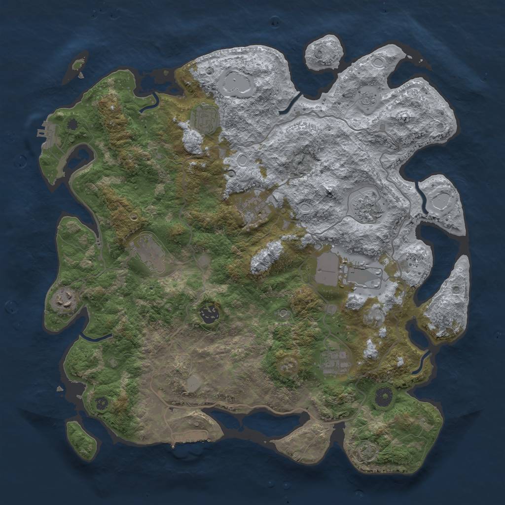 Rust Map: Procedural Map, Size: 4000, Seed: 47190416, 16 Monuments