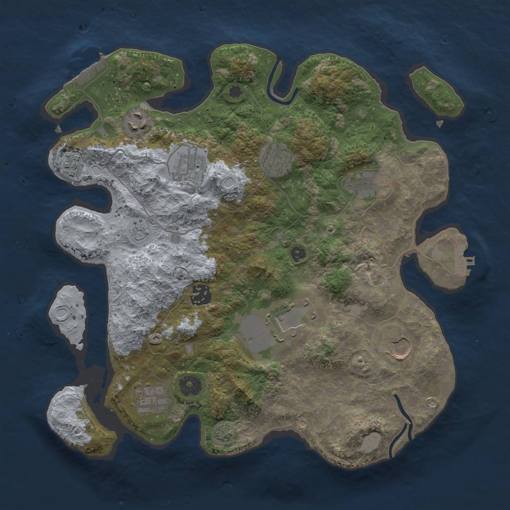 Rust Map: Procedural Map, Size: 3500, Seed: 1521443555, 16 Monuments