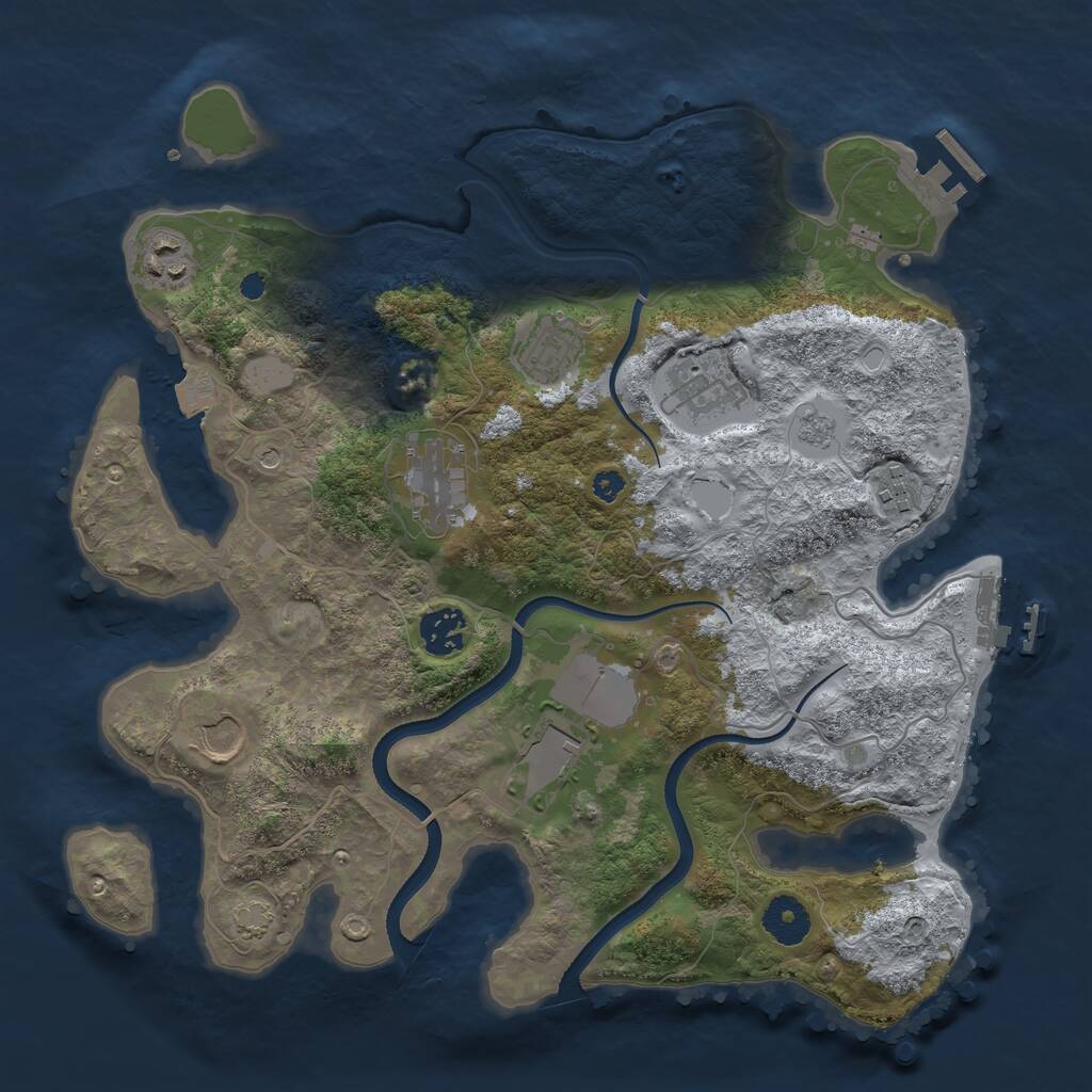 Rust Map: Procedural Map, Size: 3500, Seed: 11888887, 14 Monuments
