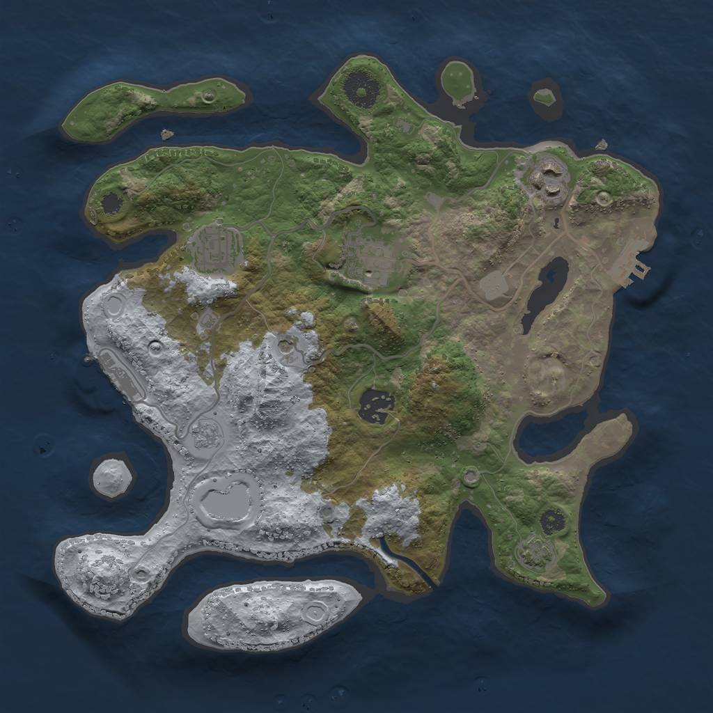 Rust Map: Procedural Map, Size: 3000, Seed: 651869590, 12 Monuments