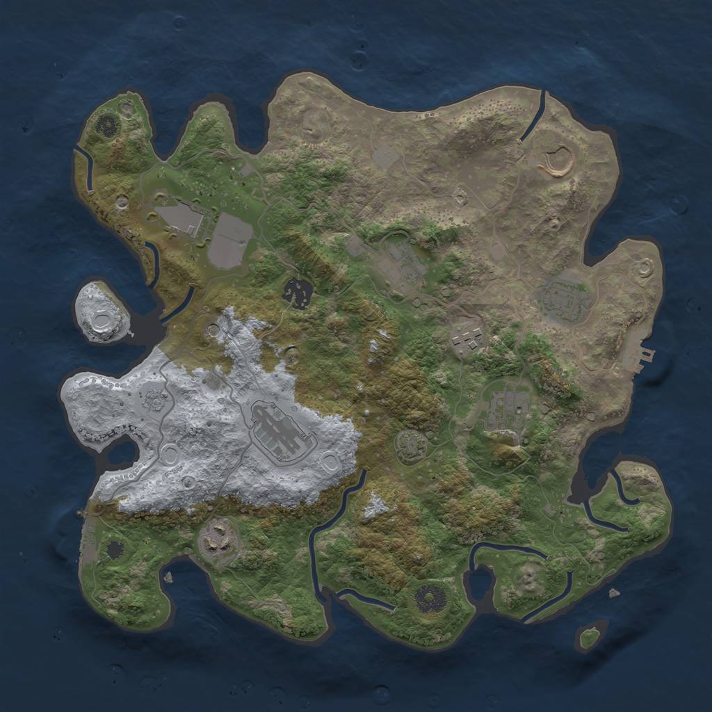 Rust Map: Procedural Map, Size: 3500, Seed: 2016213220, 17 Monuments