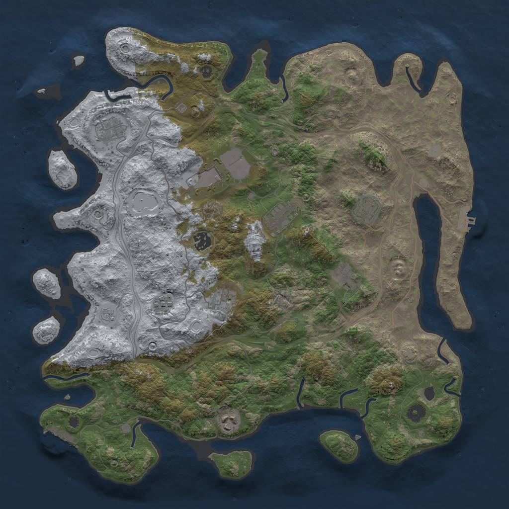 Rust Map: Procedural Map, Size: 4250, Seed: 2036528336, 17 Monuments