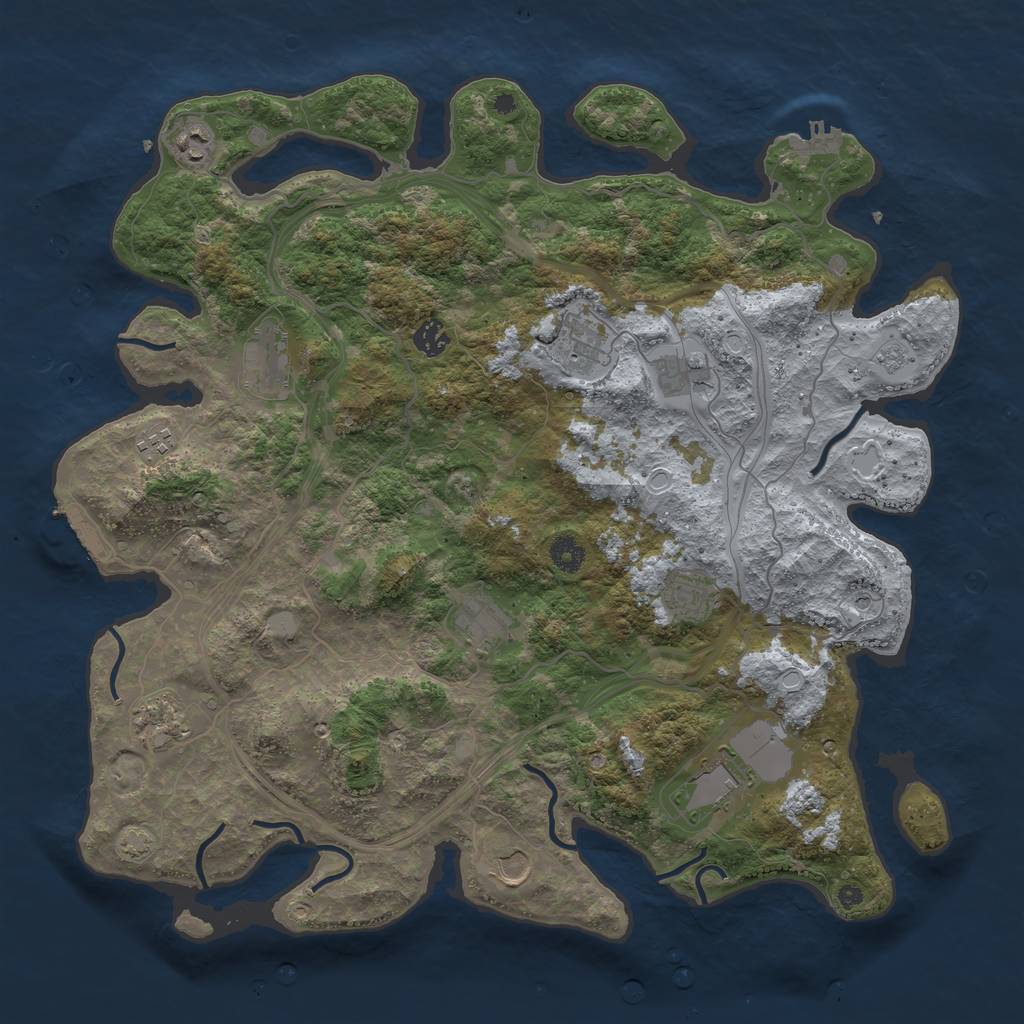 Rust Map: Procedural Map, Size: 4300, Seed: 85984612, 19 Monuments