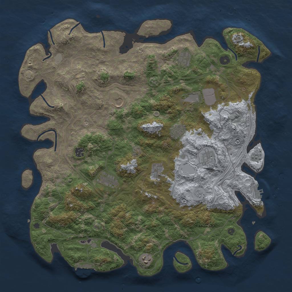 Rust Map: Procedural Map, Size: 4500, Seed: 1345837488, 18 Monuments