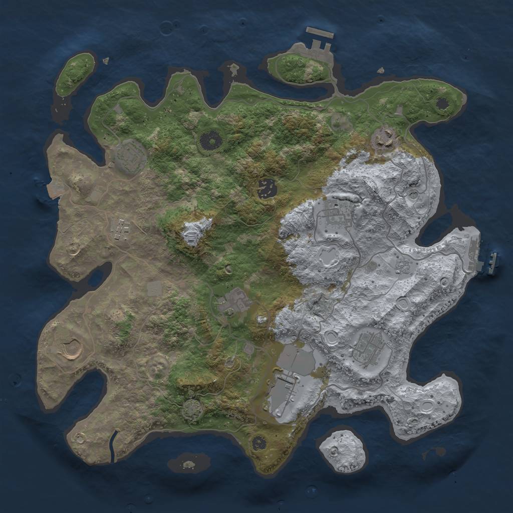 Rust Map: Procedural Map, Size: 3700, Seed: 64370290, 17 Monuments
