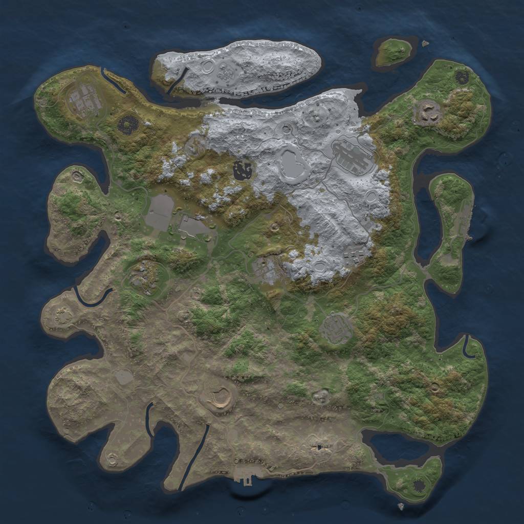 Rust Map: Procedural Map, Size: 3900, Seed: 32537298, 18 Monuments