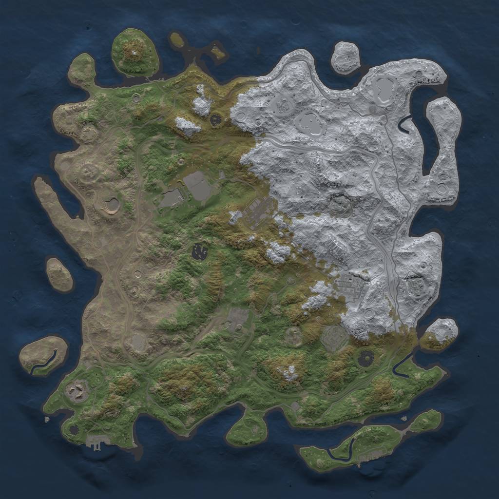 Rust Map: Procedural Map, Size: 4500, Seed: 310341319, 17 Monuments