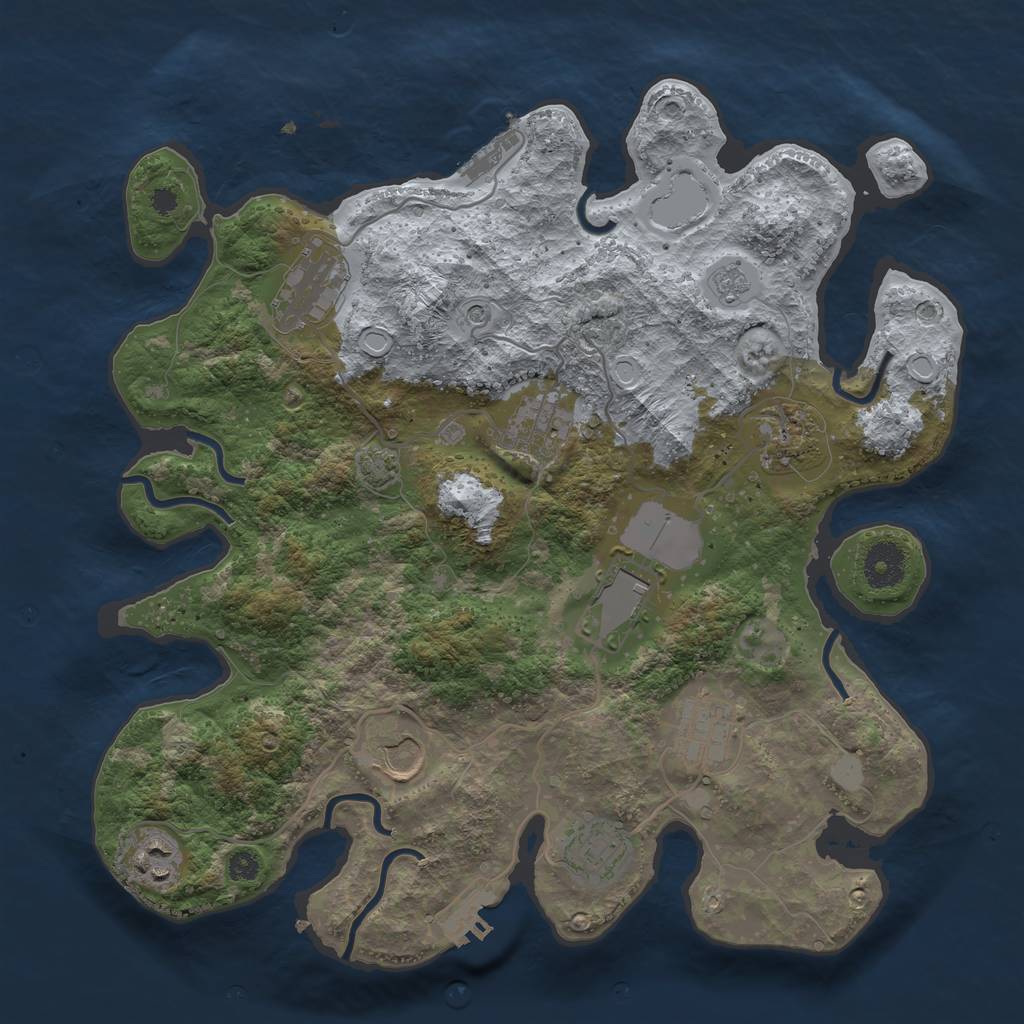 Rust Map: Procedural Map, Size: 3500, Seed: 245939, 16 Monuments