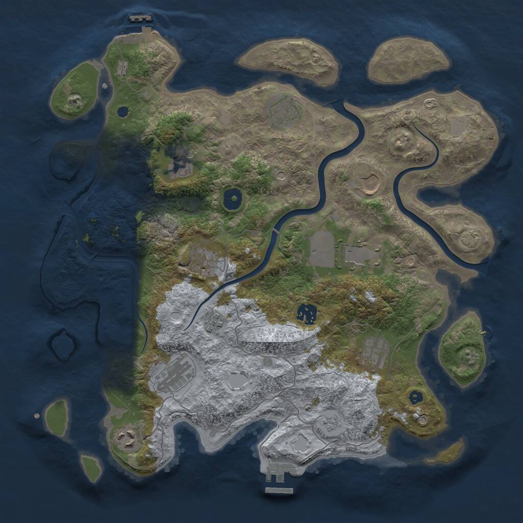 Rust Map: Procedural Map, Size: 3800, Seed: 47594314, 16 Monuments