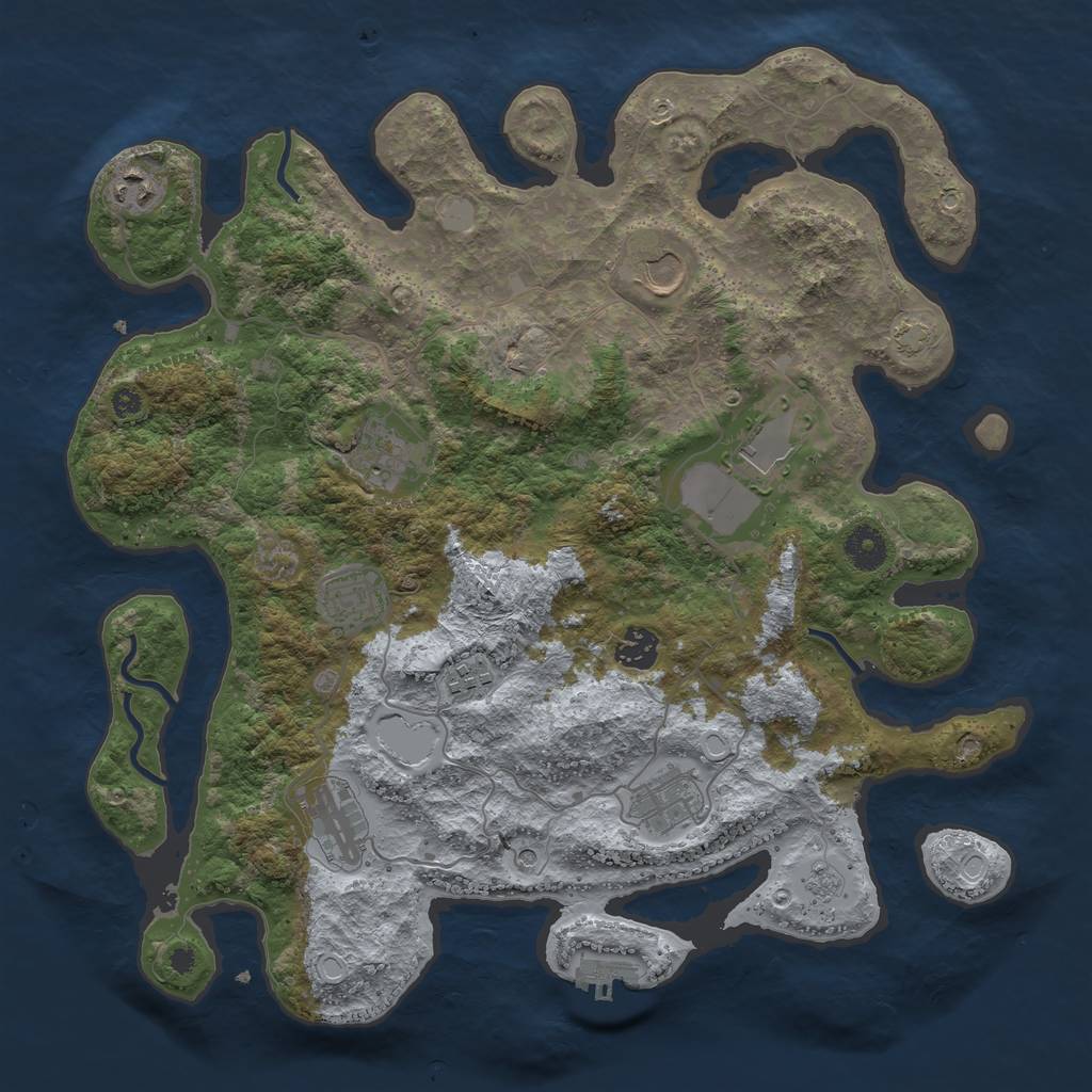 Rust Map: Procedural Map, Size: 3800, Seed: 68029203, 16 Monuments